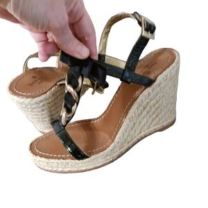 Kate Spade Black and Tan Espadrille Wedges